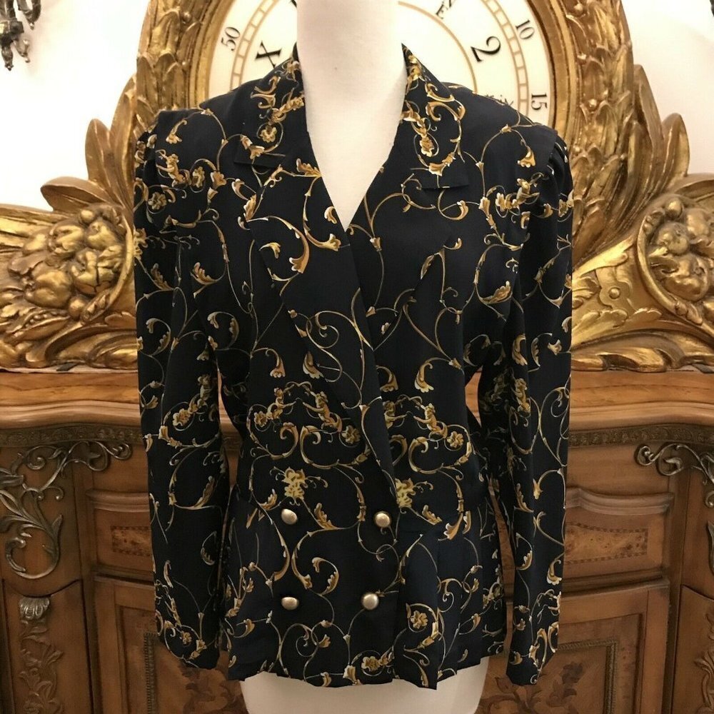 Vintage Argenti Boutique. Size 10. Knife Pleated. Double Breasted. Blouse. B29
